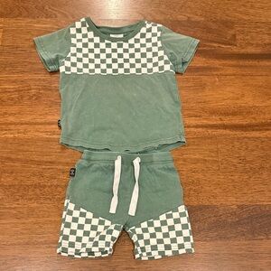 Kids Green Checkered Matching Set